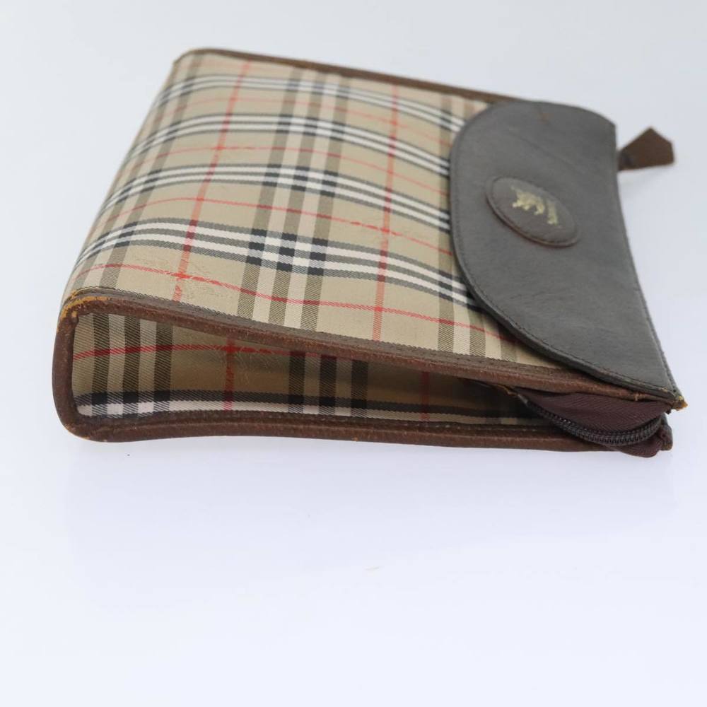 Burberrys Nova Check Clutch Bag Canvas Beige Auth ti2111 - Picture 3 of 16
